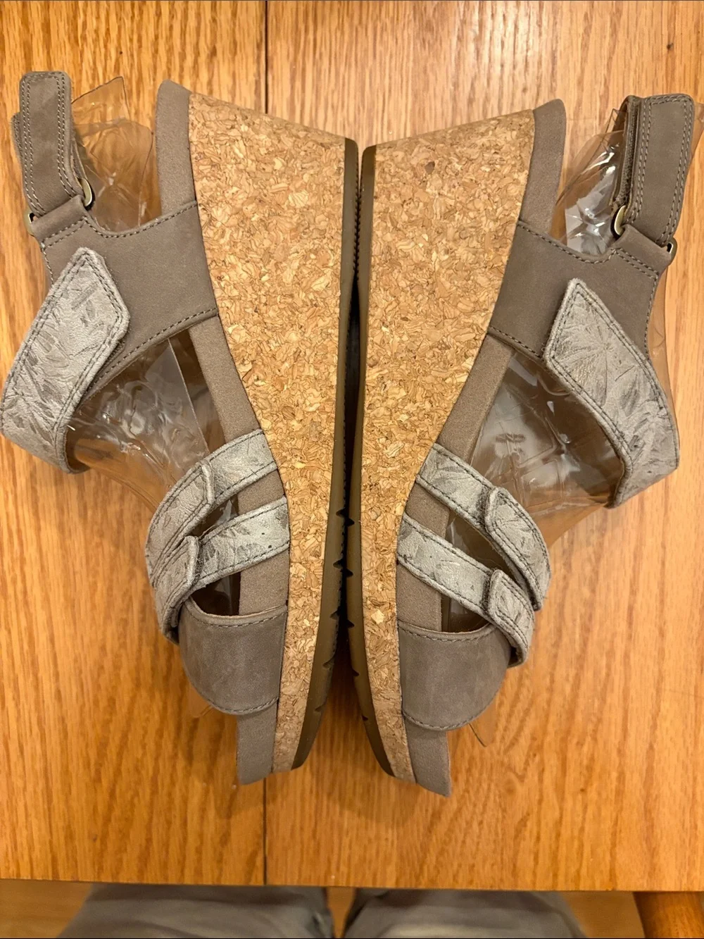 Clarks Taupe/Beige Wedge Sandals